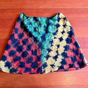 Vintage Y2K Lapis Los Angeles Rasta Tie-Dye Jersey Mini Skirt (M)